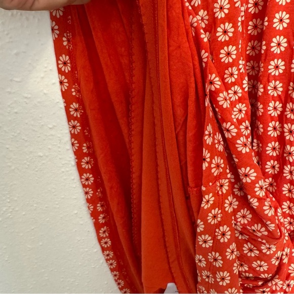 Anthropologie Maeve Brianne Cowl Neck Daisy Floral Orange Print Dress Sz. MEDIUM - Picture 7 of 8